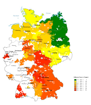 Entwicklung der Netzentgelte (exkl. Messung/MSB) für Haushaltskunden in Niederspannung mit Jahresverbrauch von 3500 kWh im Vergleich zu 2023